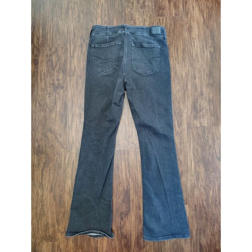 American Eagle High Rise Skinny Kick Flare Black Jeans Women's 8 Short - Picture 3 of 6